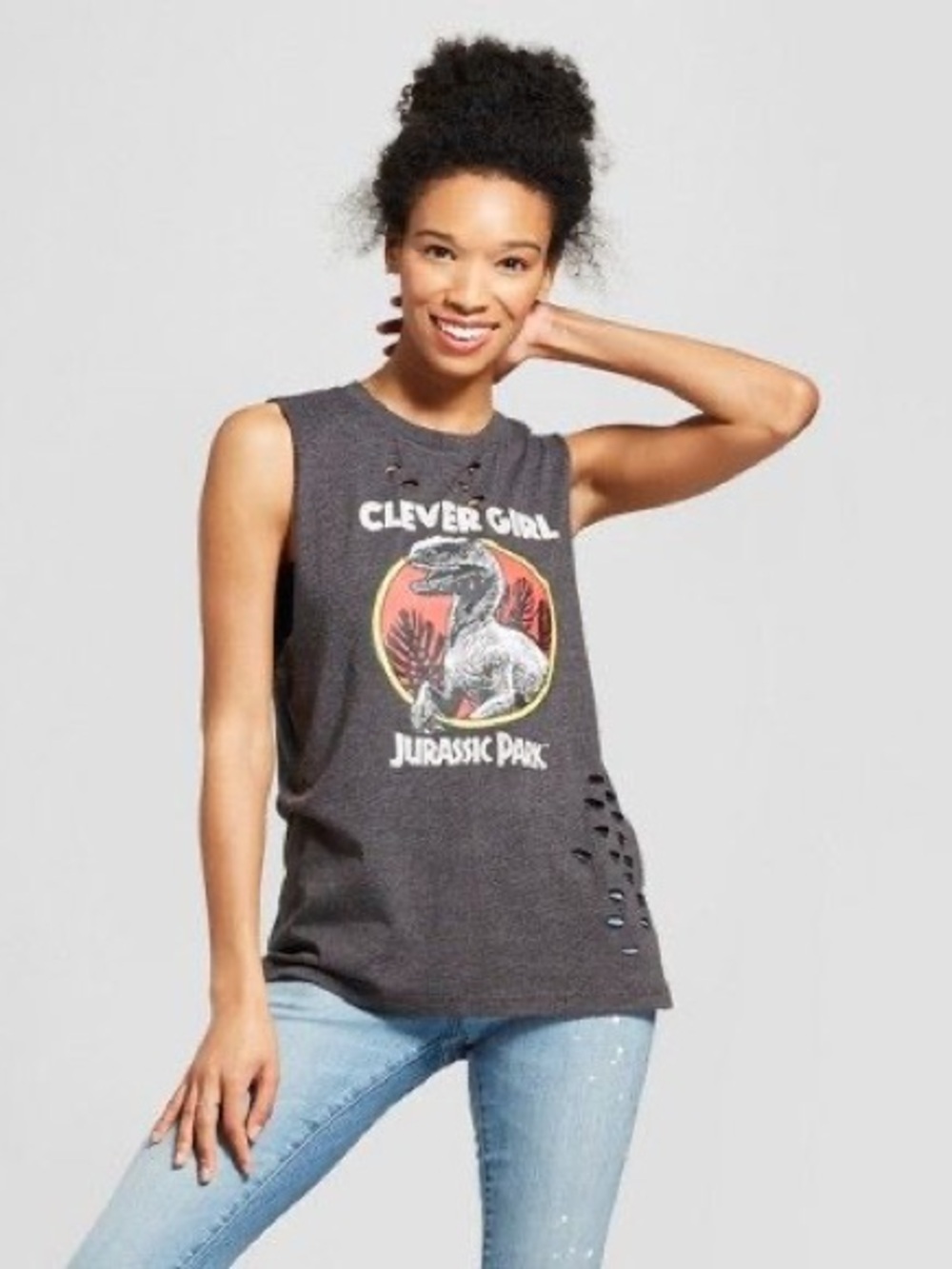 Jurassic World “Clever Girl” Distressed Muscle Tank – Women’s XL